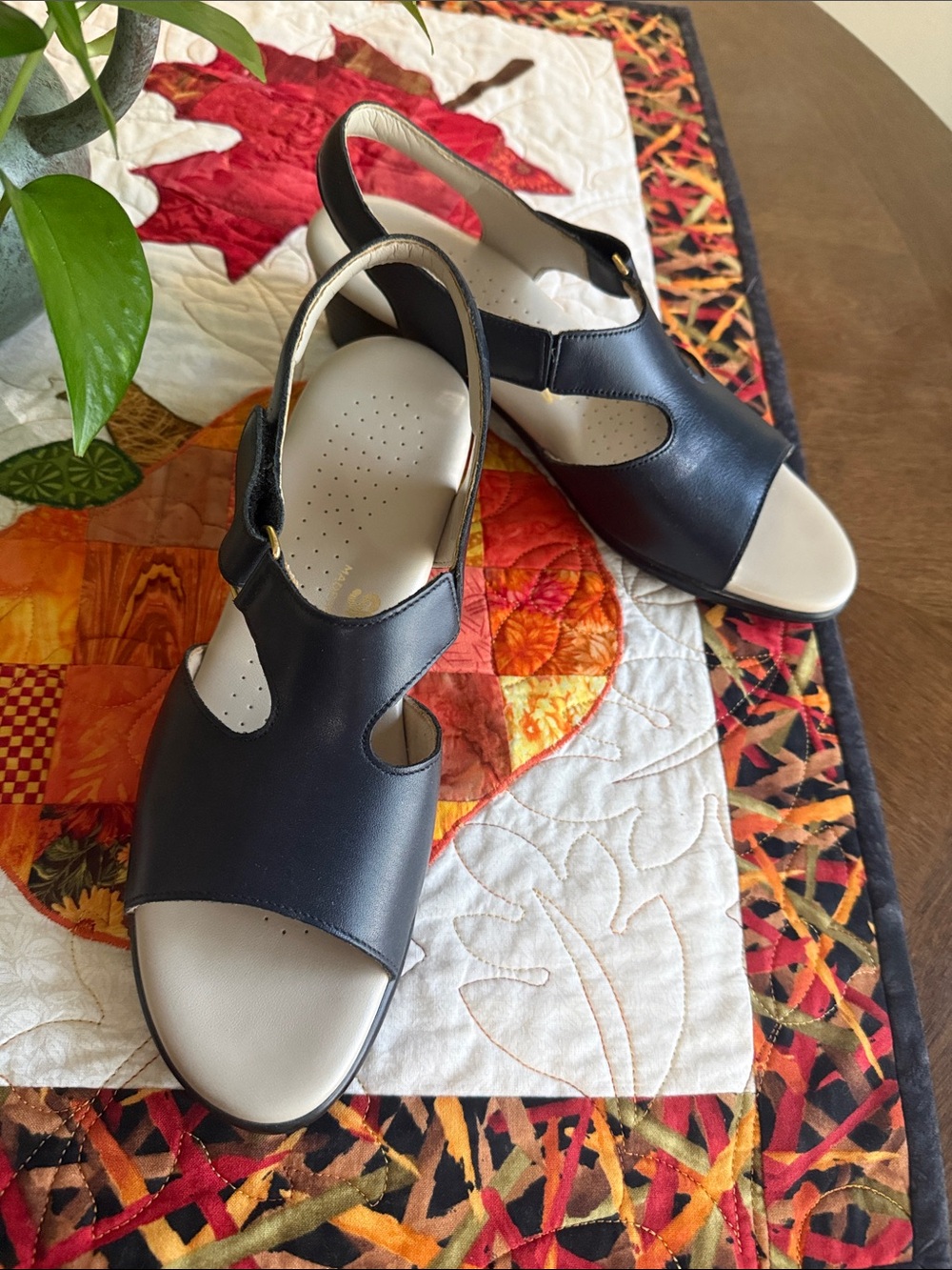 SAS Navy Open-Toe Slingback Sandals Just Like New!